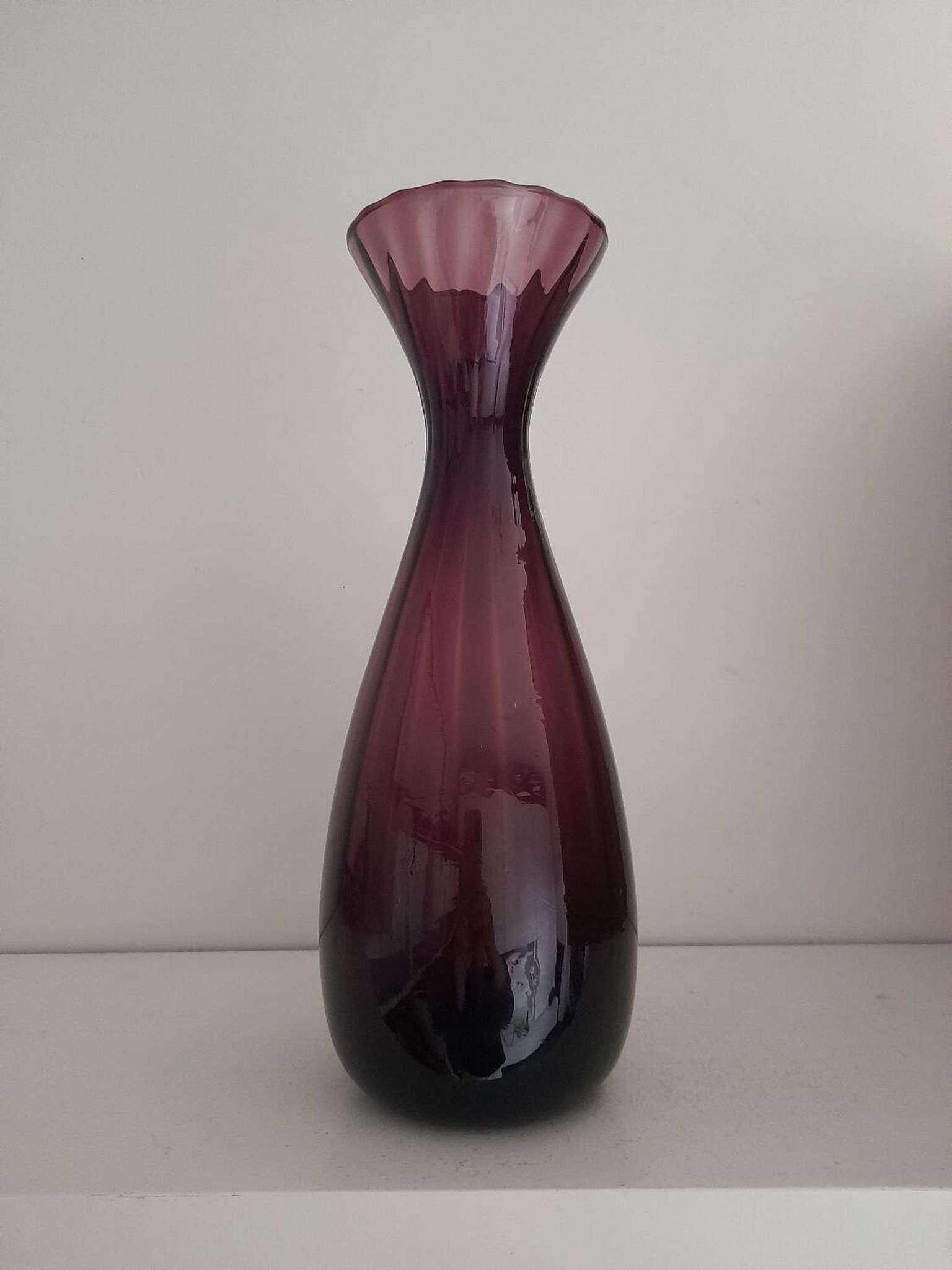 Grand vase en verre artisanal italien Empoli