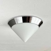 Vintage conical glass and chrome ceiling lamp, 1980s