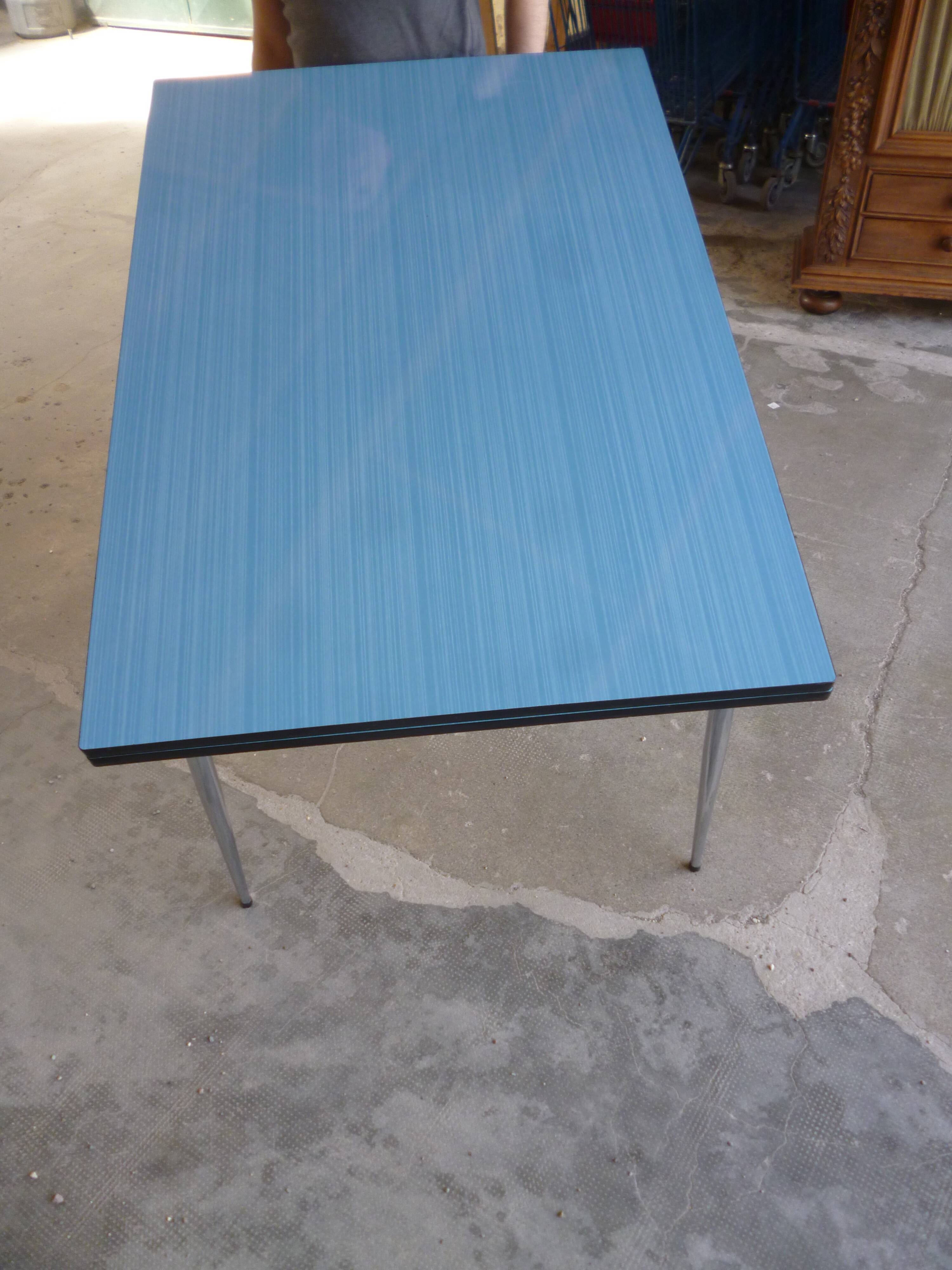 Blue formica table
