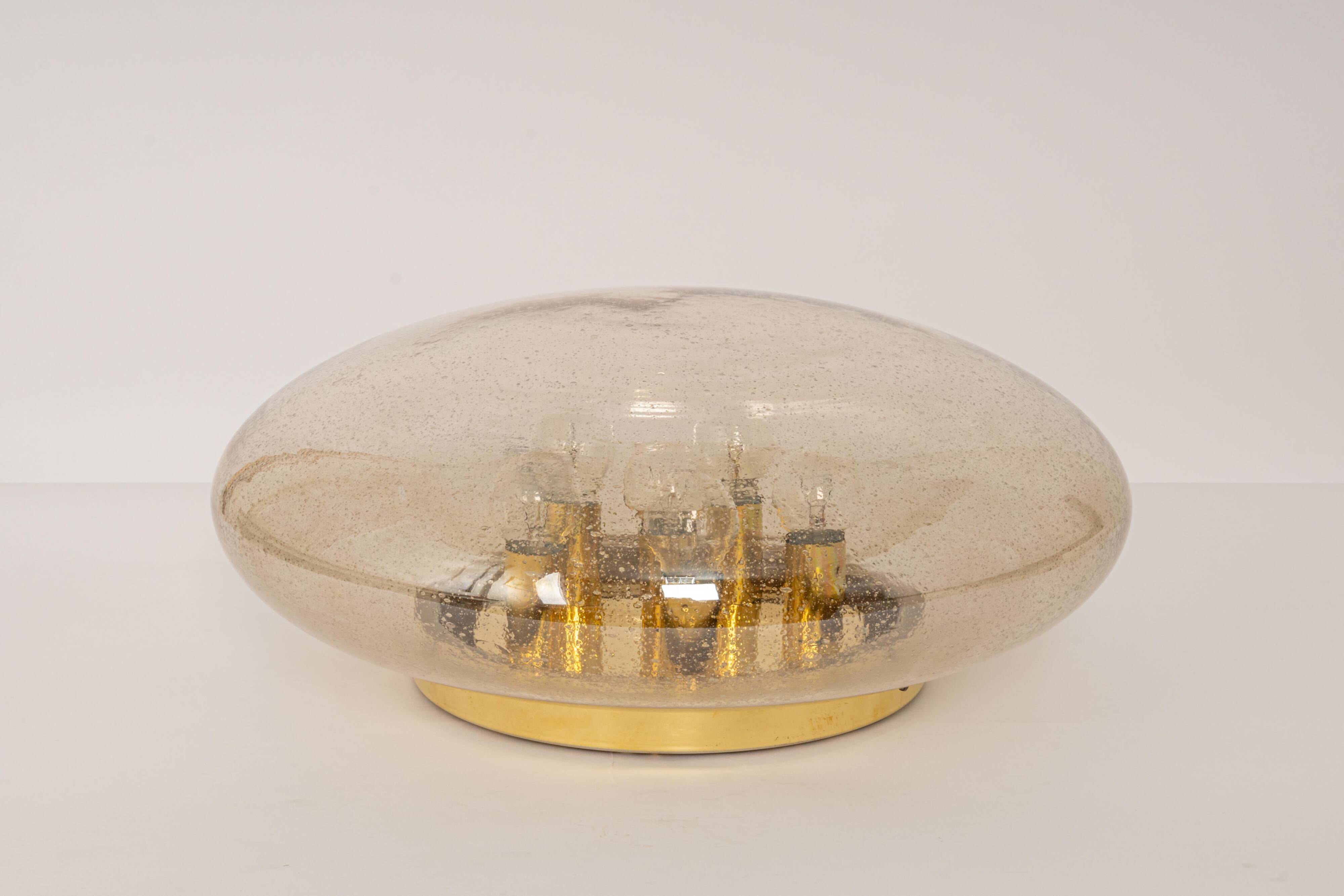 Large smoked glass ceiling light by Limburg, Germany, 1960s.