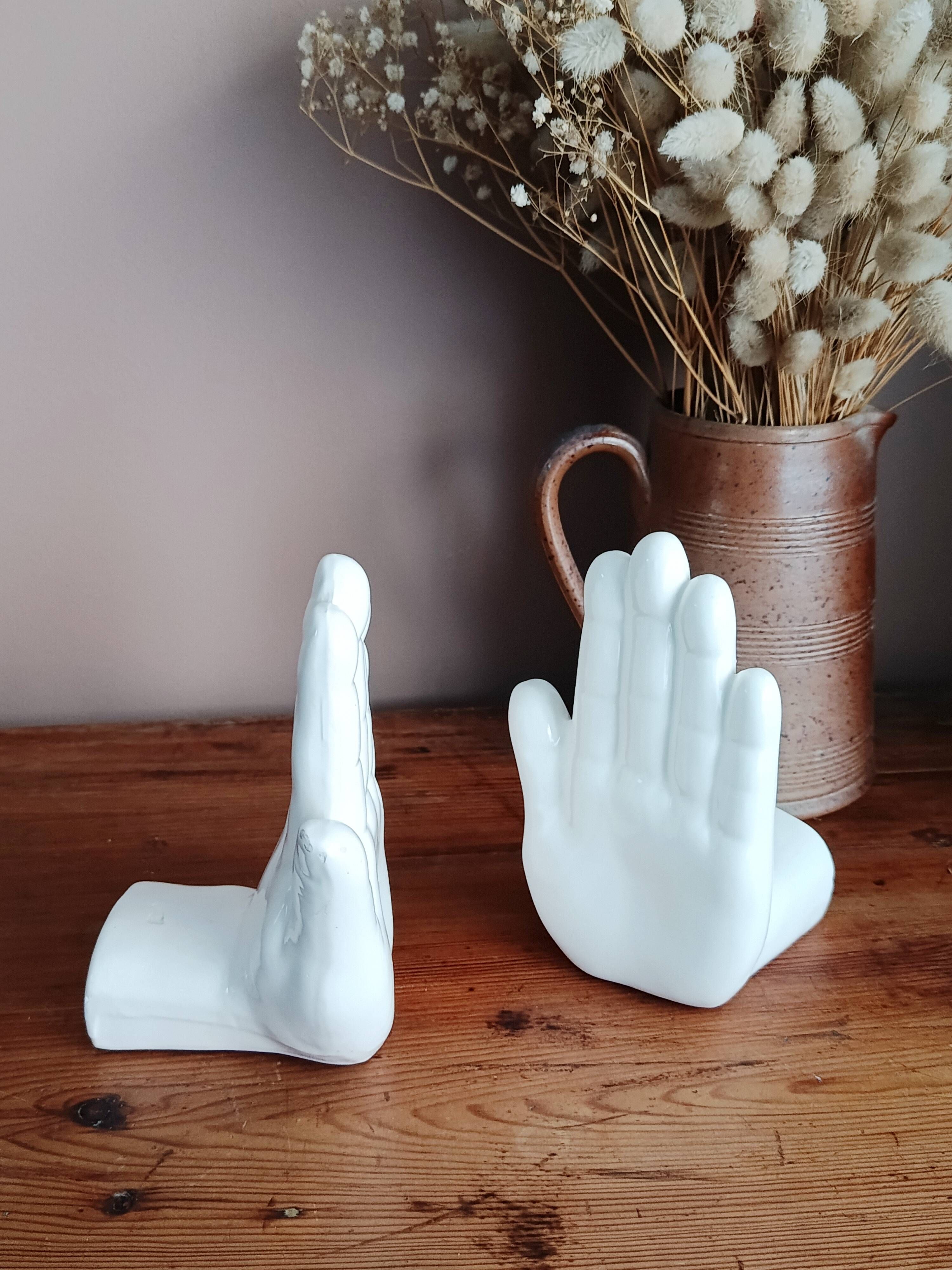 Ceramic hand bookends