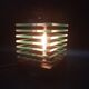 Desny Demeter glass and wood lamp, modernist art deco reissue