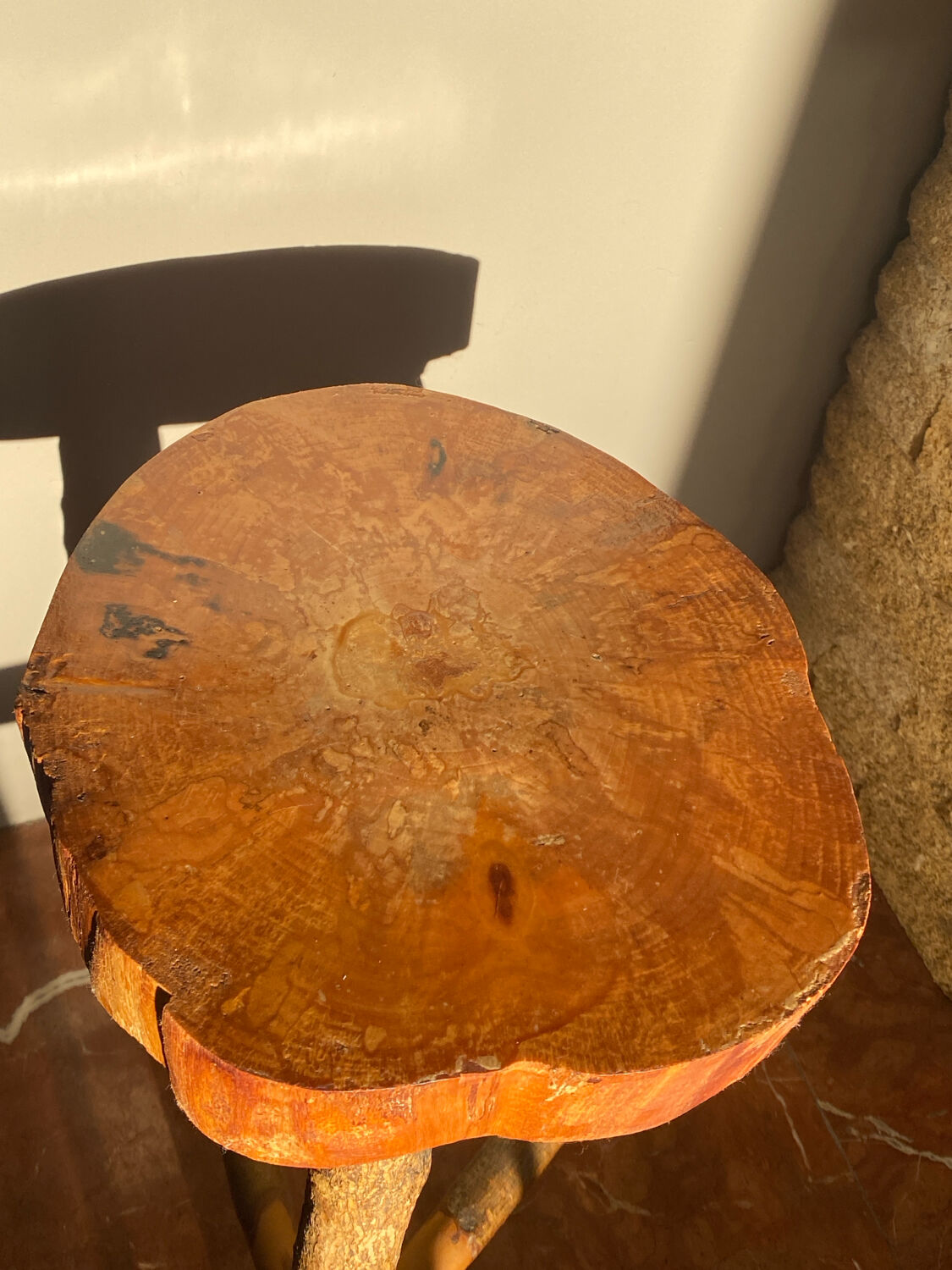 Raw wooden stool