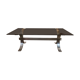 Table basse en acier brossé et verre fumé