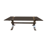 Brushed steel coffee table and smoked glass