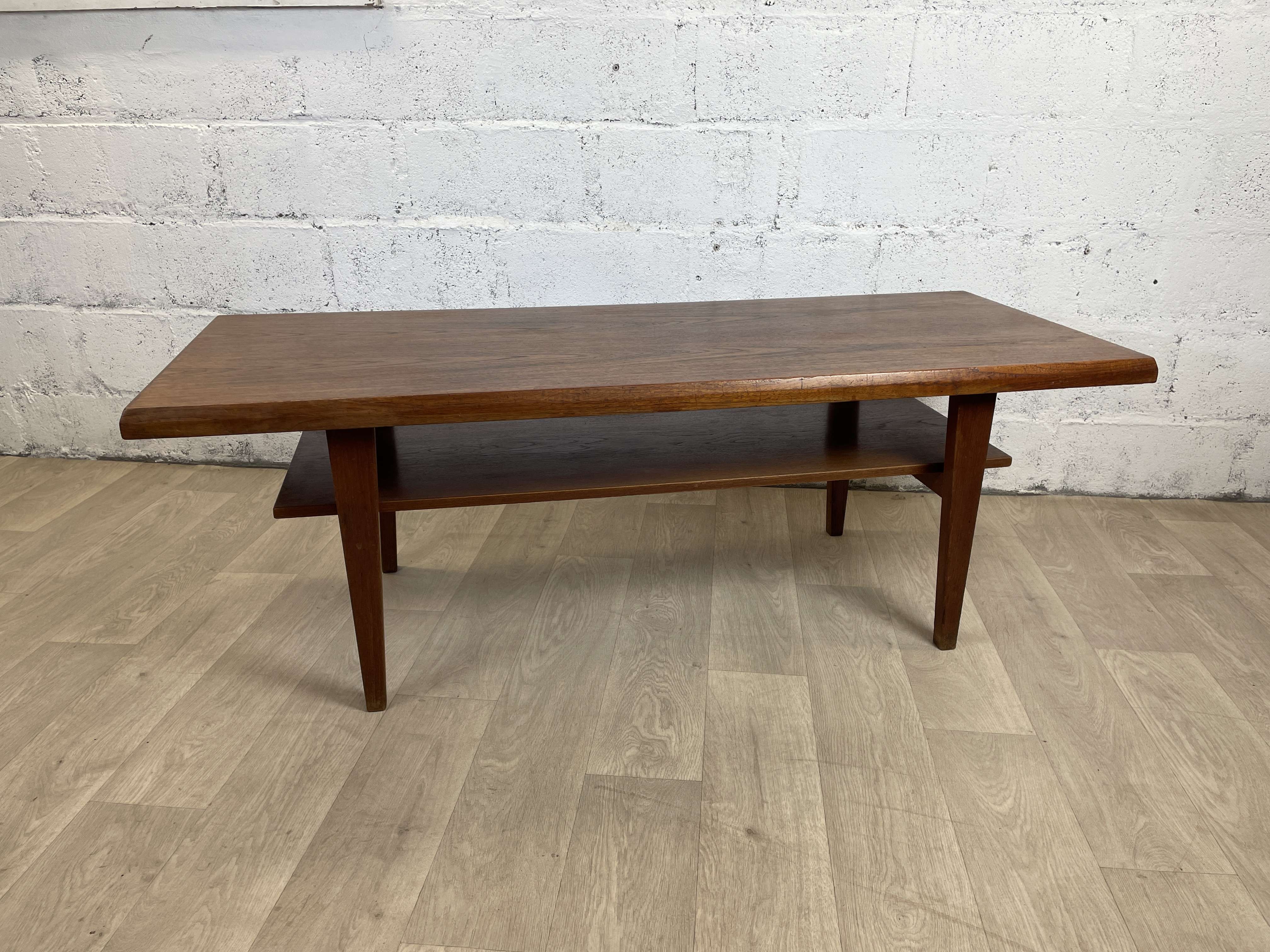 Vintage Scandinavian teak coffee table with double top, 60s