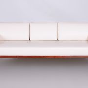 White Slezák sofa - 1930s Czechia - Leather, Beech and Chrome