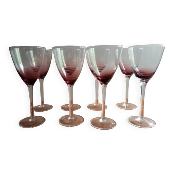 Serie de 8 verres a pieds vintage