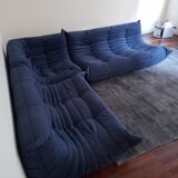 Togo set in blue alcantara by Michel Ducaroy for Ligne Roset