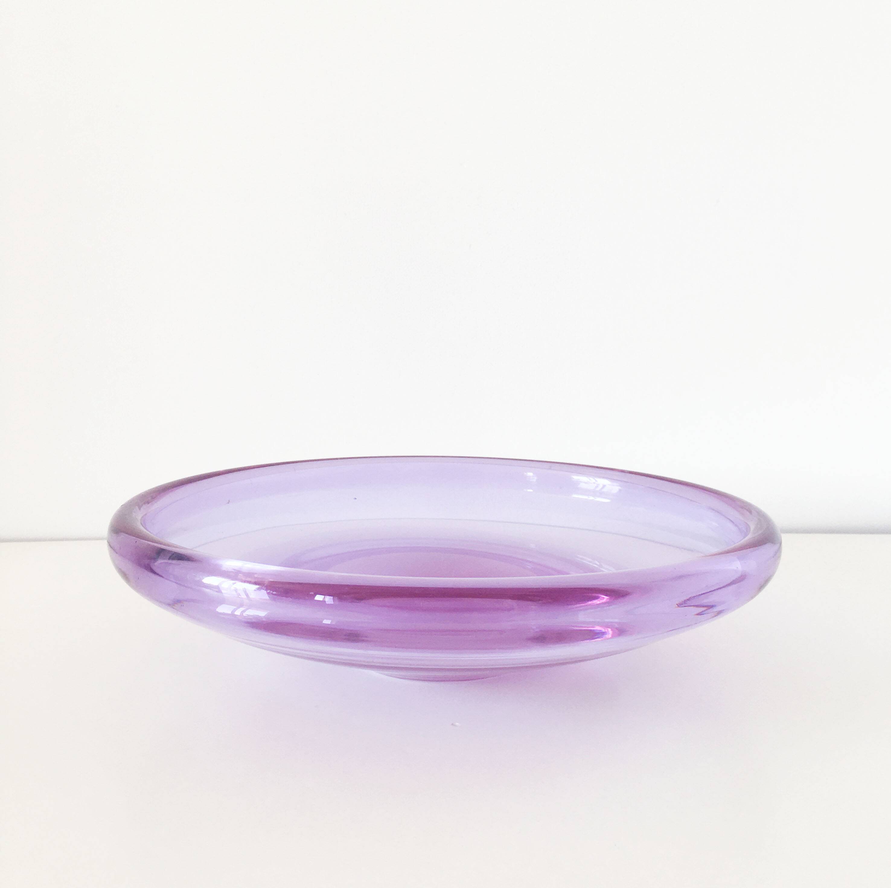 Large purple glass bowl 1970