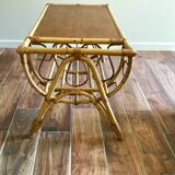60s rattan coffee table