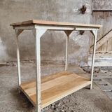 Industrial table side table iron with oak
