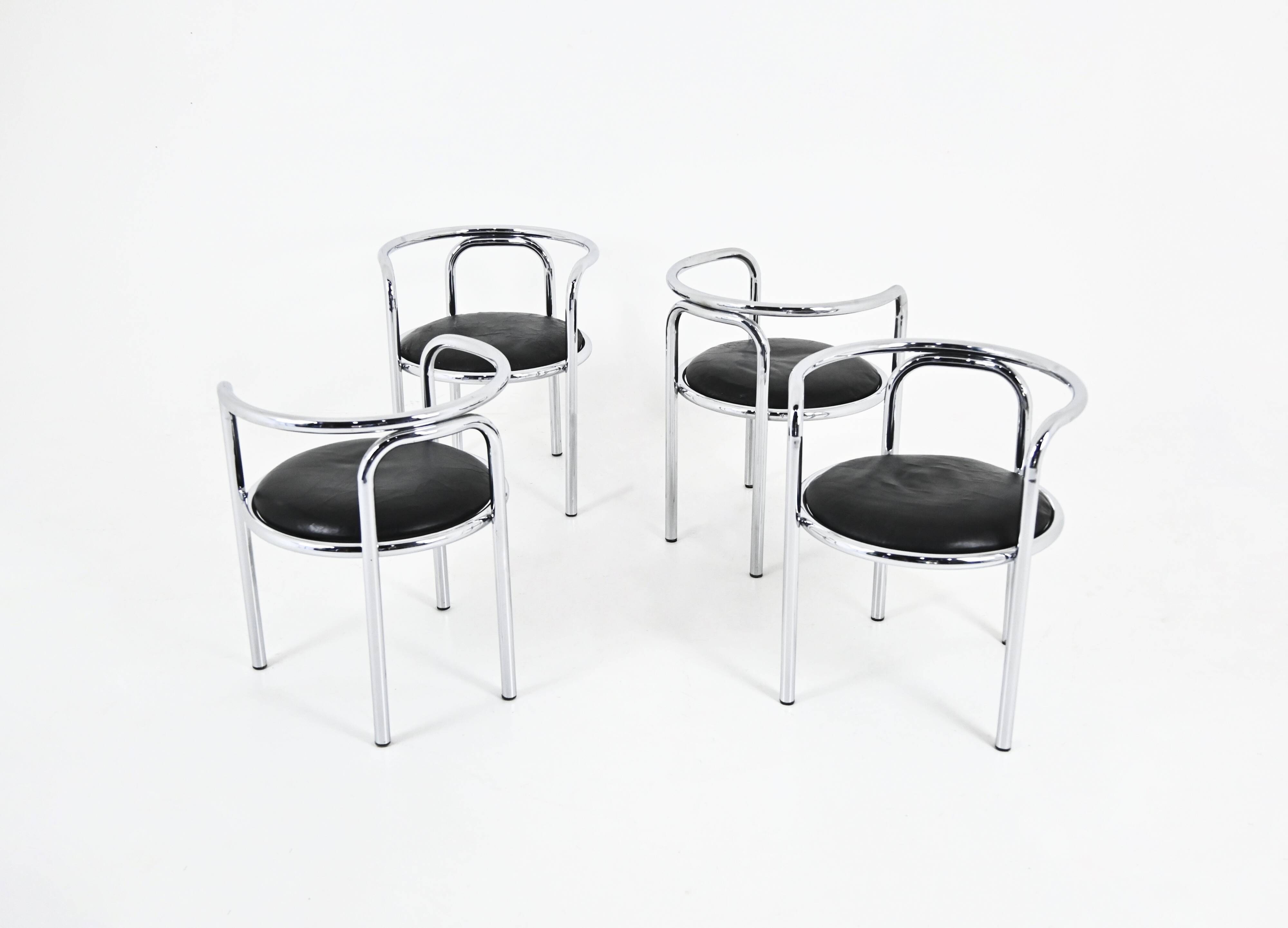 4 “Locus Solus” Chairs by Gae Aulenti for Poltronova, 1960s