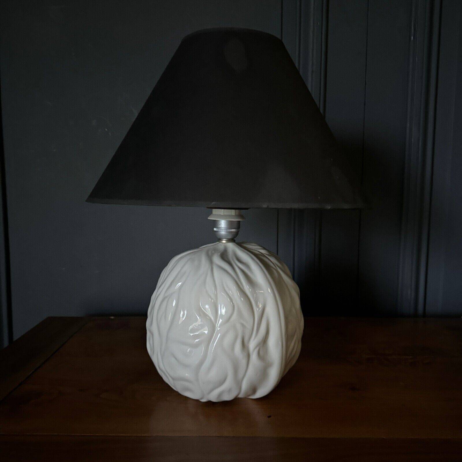 Pair of Italian ceramic lamps 1980 white walnut shape