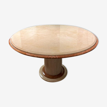 Table de salle à manger ronde en travertin, Italie, 1970s