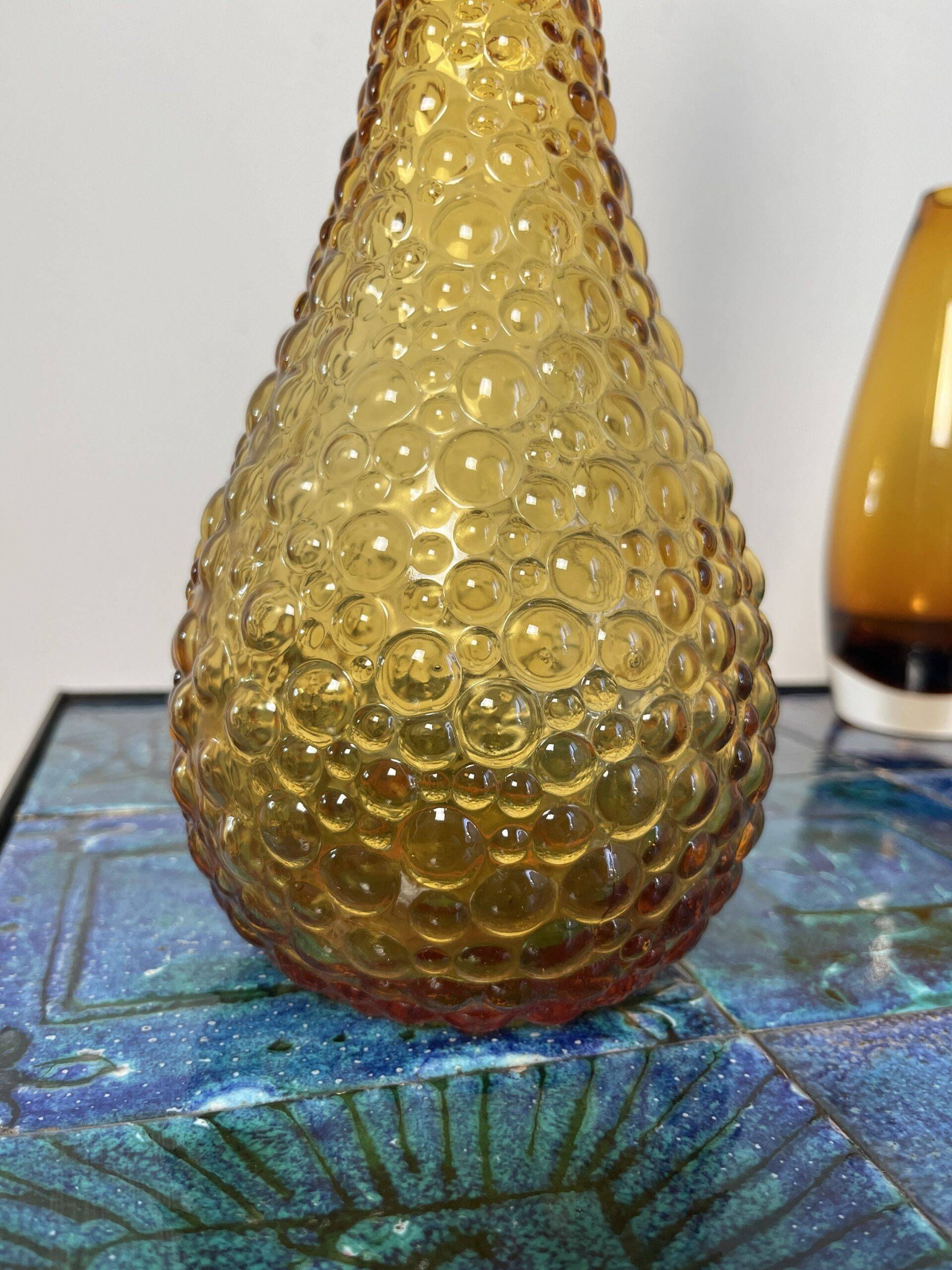 Large italian carafe in yellow empolised glass