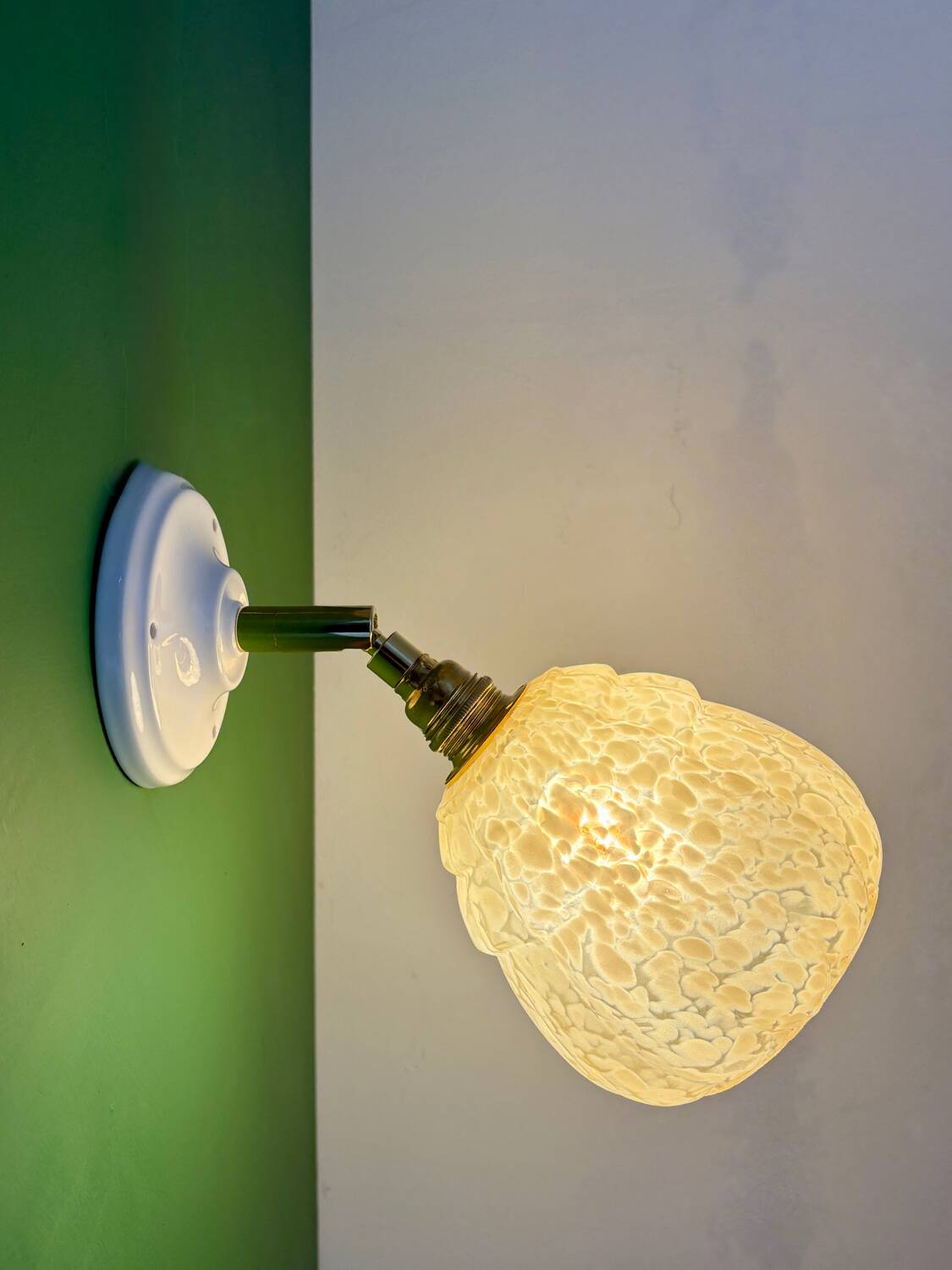 Vintage glass globe wall light in yellow from Clichy.