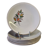 Set of 6 flat plates from Digoin Sarreguemines in good condition.