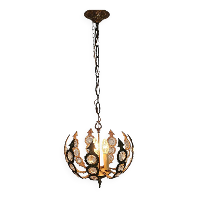 Palwa Palma et Walter style - style Hollywood Regency - laiton - verre taillé en facettes