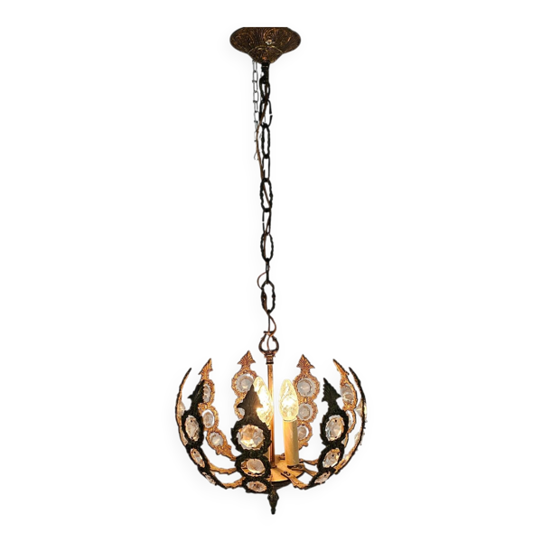 Palwa Palma et Walter style - style Hollywood Regency - laiton - verre taillé en facettes — Beyit