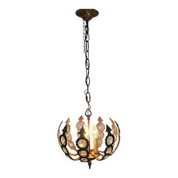 Palwa Palma et Walter style - style Hollywood Regency - laiton - verre taillé en facettes