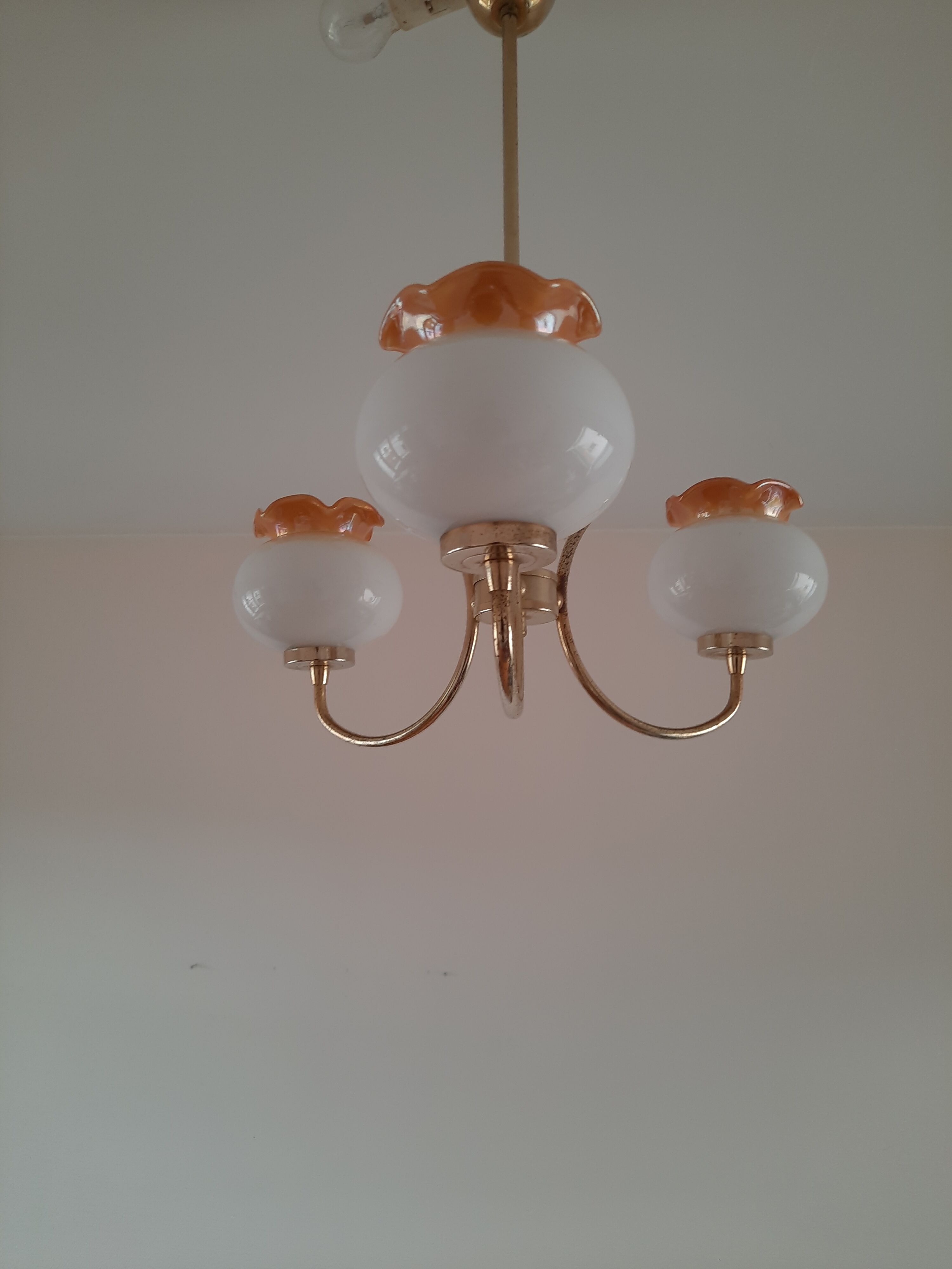 opaline chandelier with 3 burners 60s
