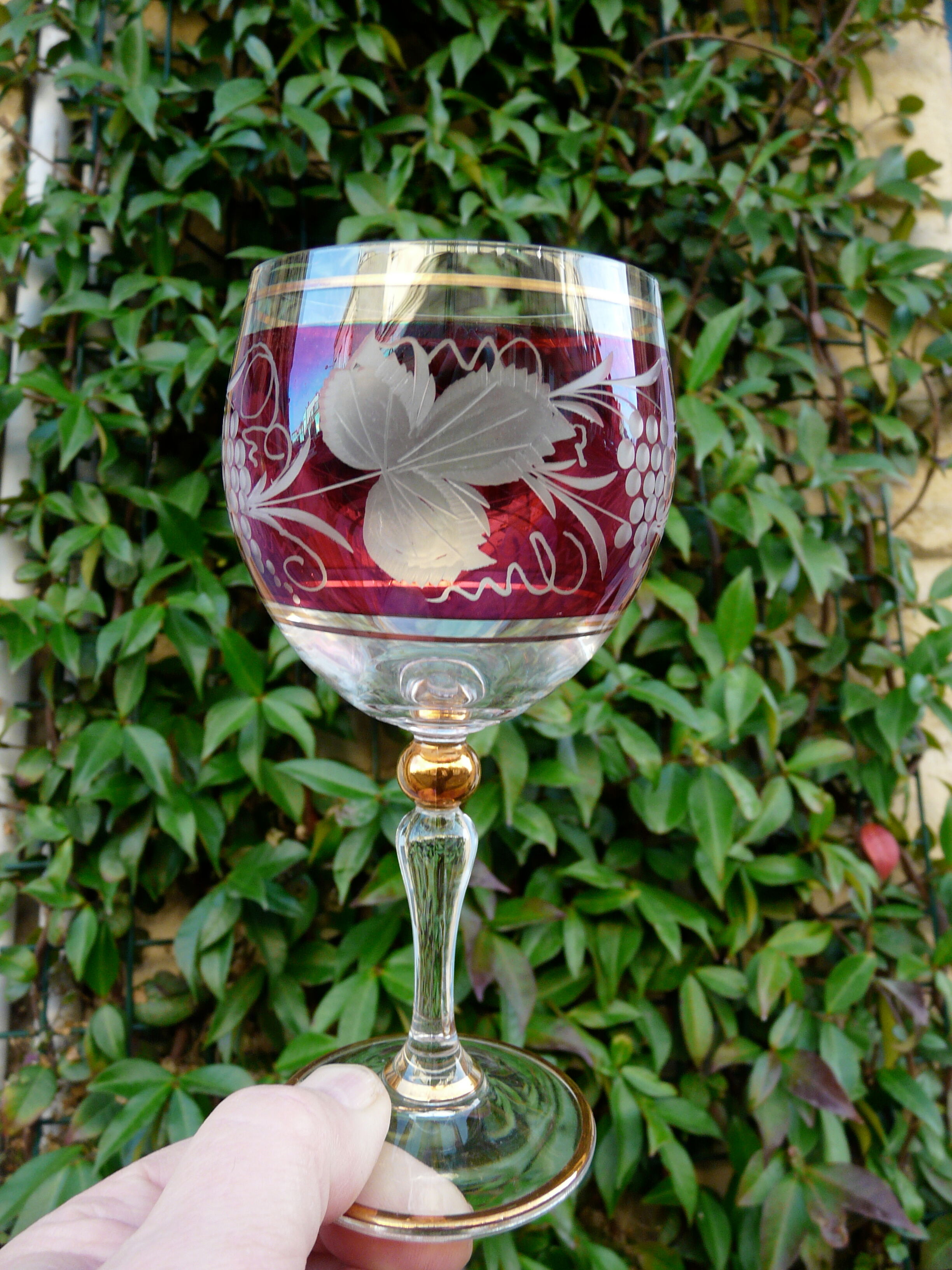 Box of 6 wine glasses in crystal of boheme