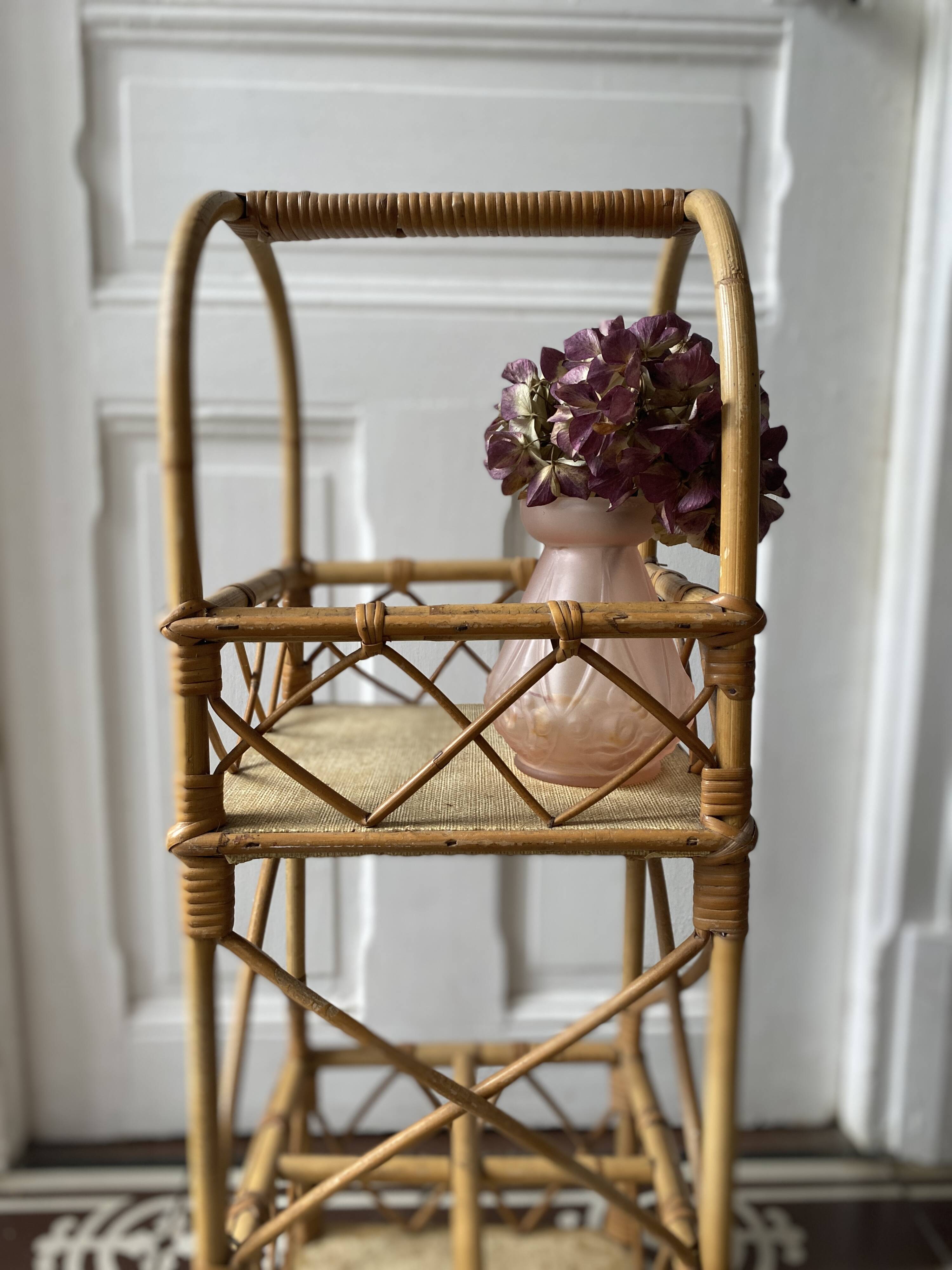 Vintage rattan bar or bottle holder