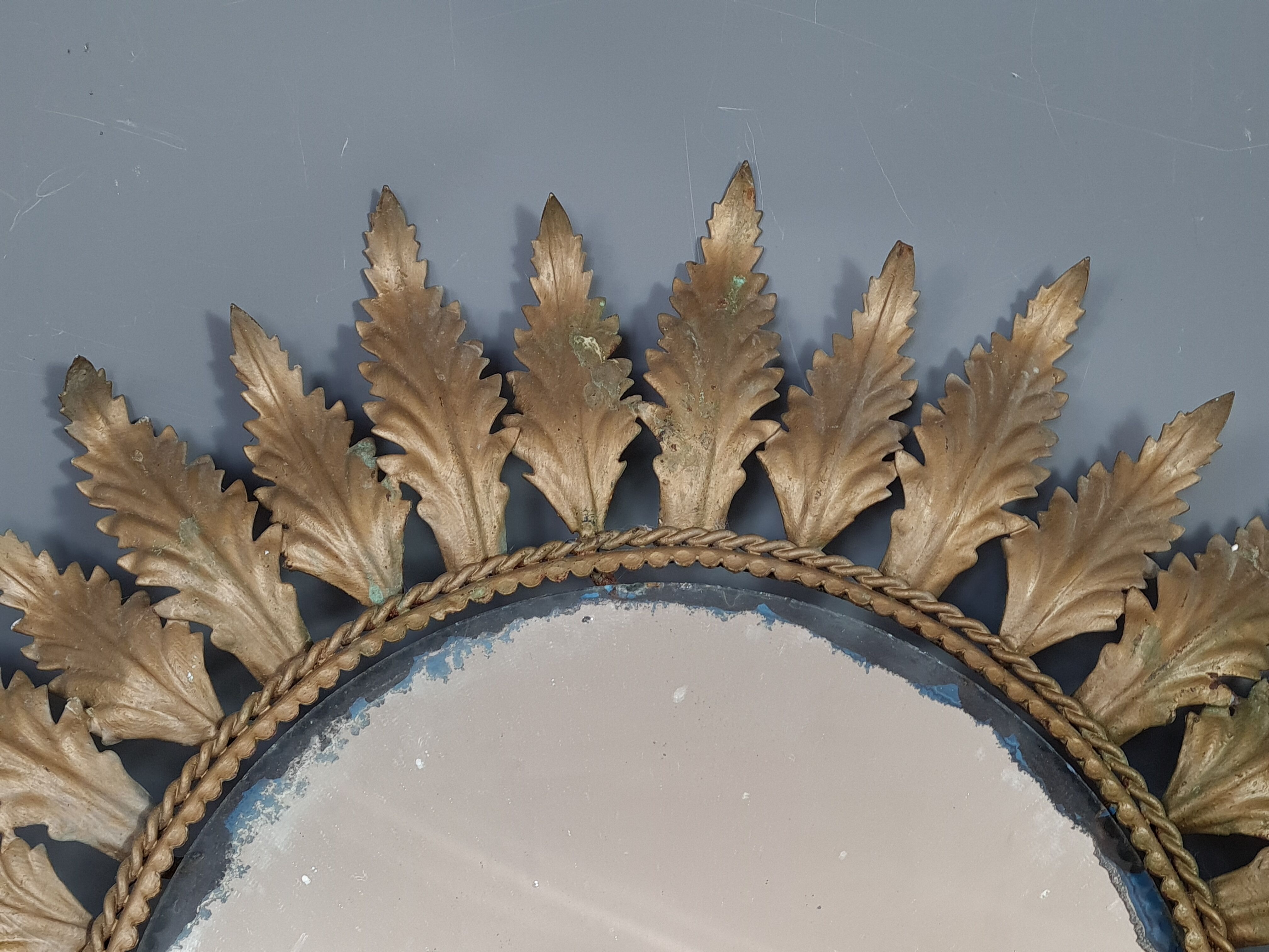 Mirror sun acanthus sheets vintage gold metal 50s
