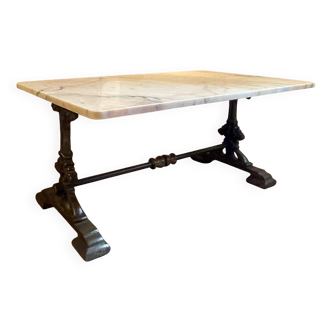 Marble and wrought iron coffee table