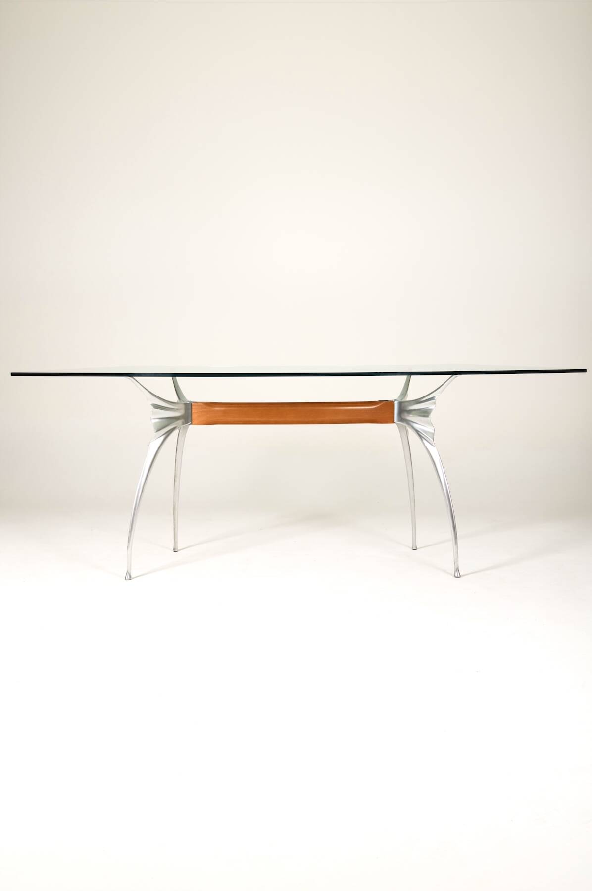 Bernard Dequet glass and aluminium desk for Protis, 1980s