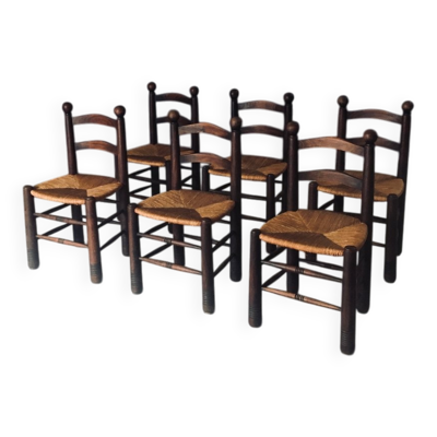 French Provincial Dining Chairs from Charles Dudouyt, France, 1940s, Set of 6