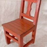 Ancien set pupitre et chaise d’écolier en teck birman patine rouge d'origin