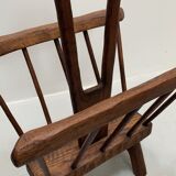 Brutalist solid wood magazine rack, 1960s