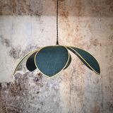Suspension lamp flower, petals linen blue oil
