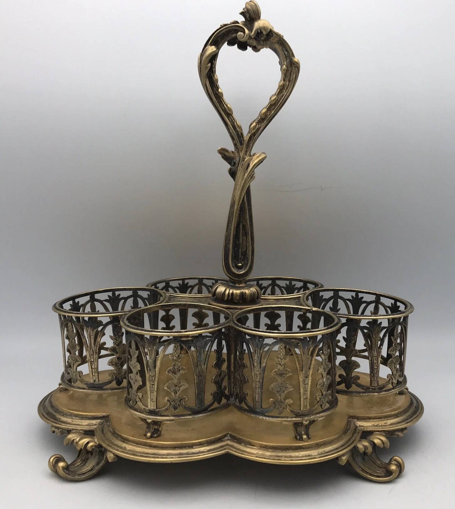 Serviteur plateau pour verre en métal doré, orfèvrerie christofle xixème