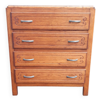 Art Deco chest of drawers in gilded oak.