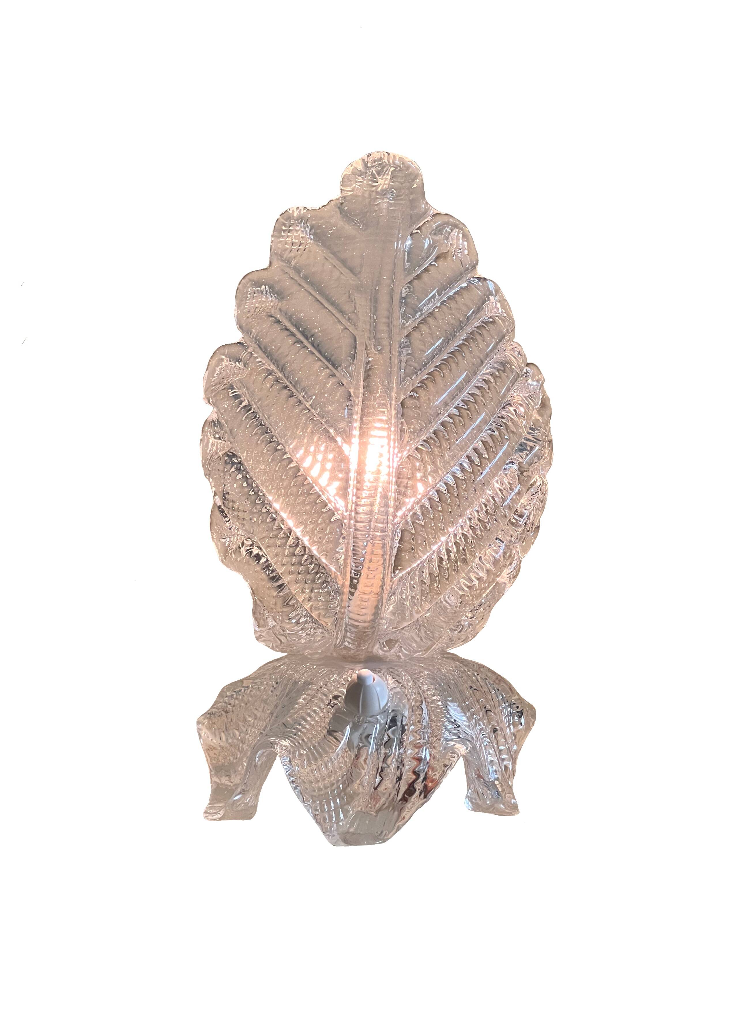 Lampe en verre de Murano en forme de feuille