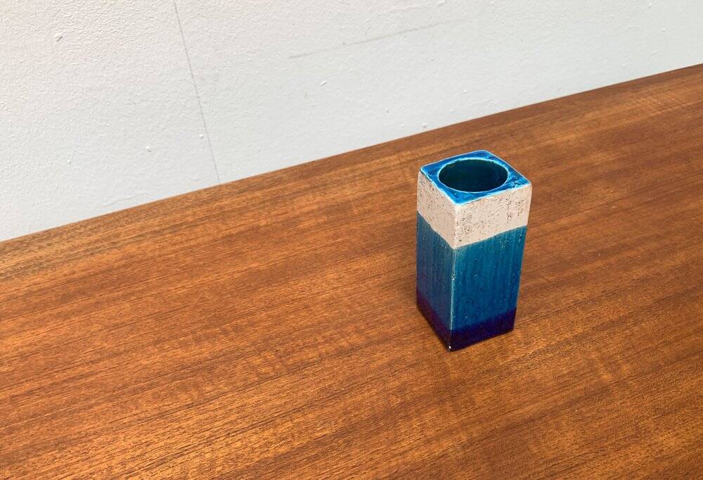 Mid-century Italian blue and white minimalist vase by Bitossi, 1960s.