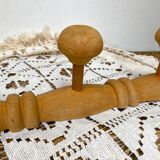 Vintage wooden wall coat rack 4 hooks