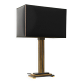 Brass table lamp with black rectangular shade by Deknudt, Belgium, 1970s