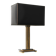 Brass table lamp with black rectangular shade by Deknudt, Belgium, 1970s