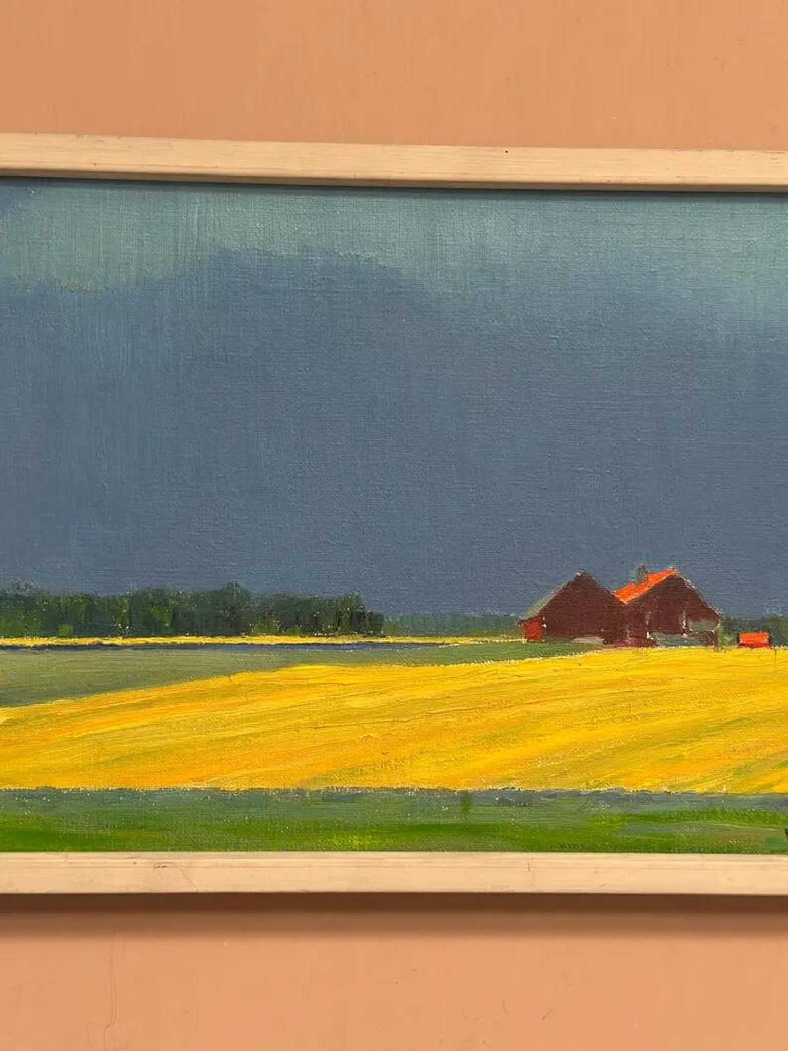 Original Swedish Oil on Canvas – "Approaching Storm" by Astrid Larje – Signed – Vintage and Framed – 43 × 30 cm (16.9" × 11.8")