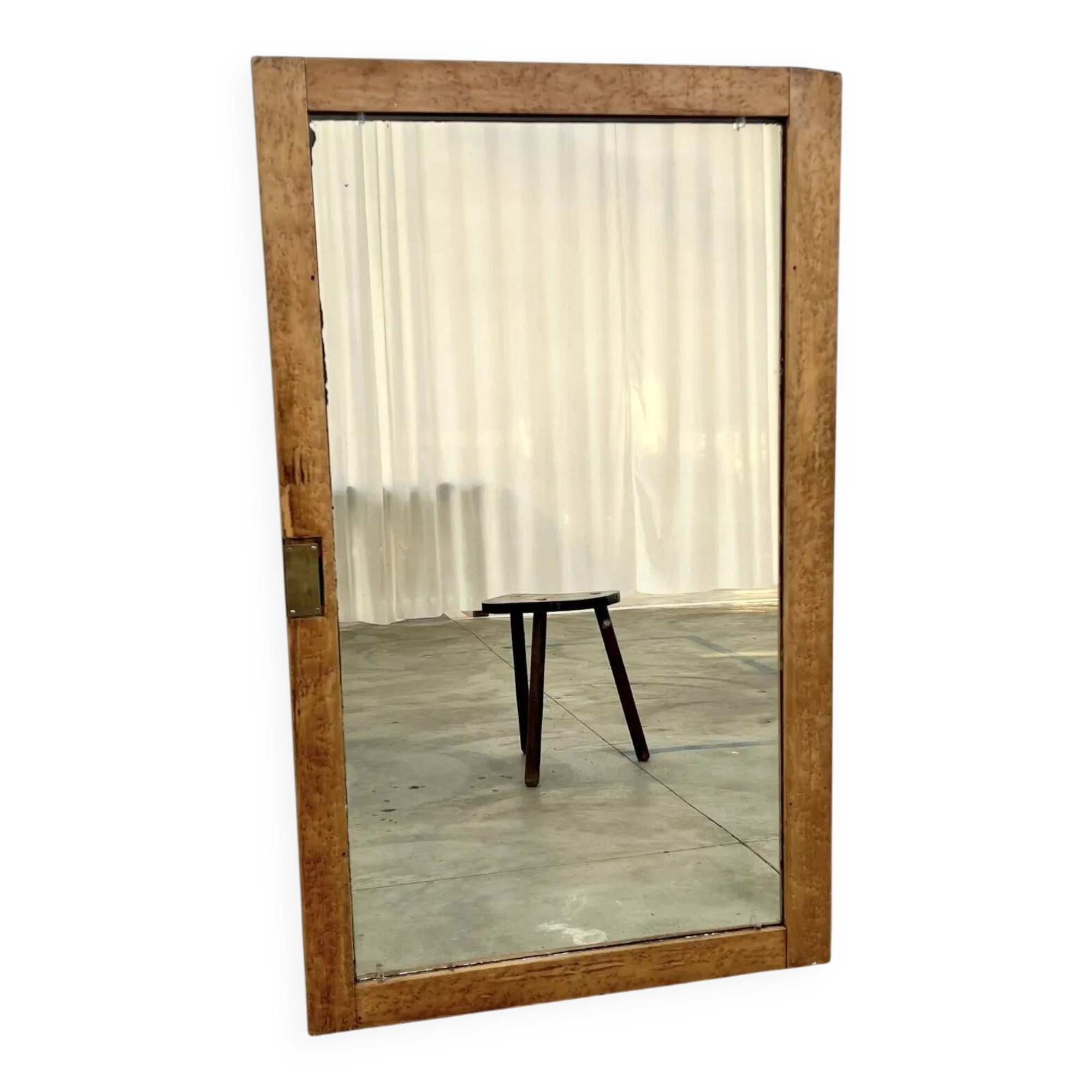 Antique mirror on an elm wardrobe door