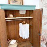 Antique solid pine wardrobe, reimagined in Celadon Green.