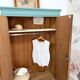Antique solid pine wardrobe, reimagined in Celadon Green.