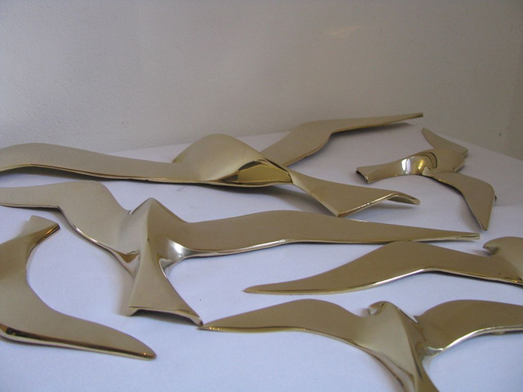 Wall Decoration Set 6 X Seagull / Swallow / Bird. Brass 70 / 80s