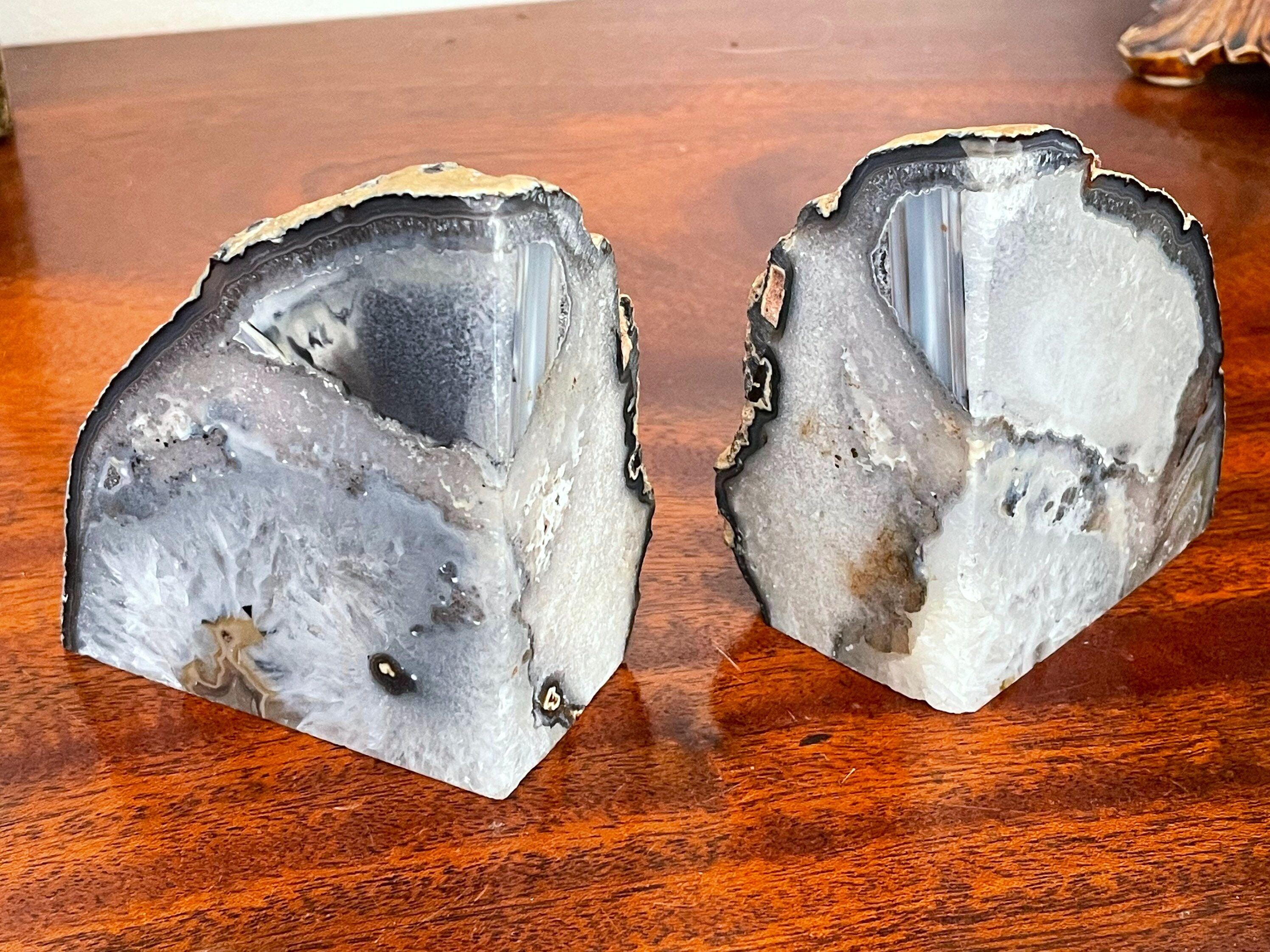Paire de serre-livres en agate