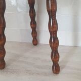 Turned wooden stool / tripod with round seat