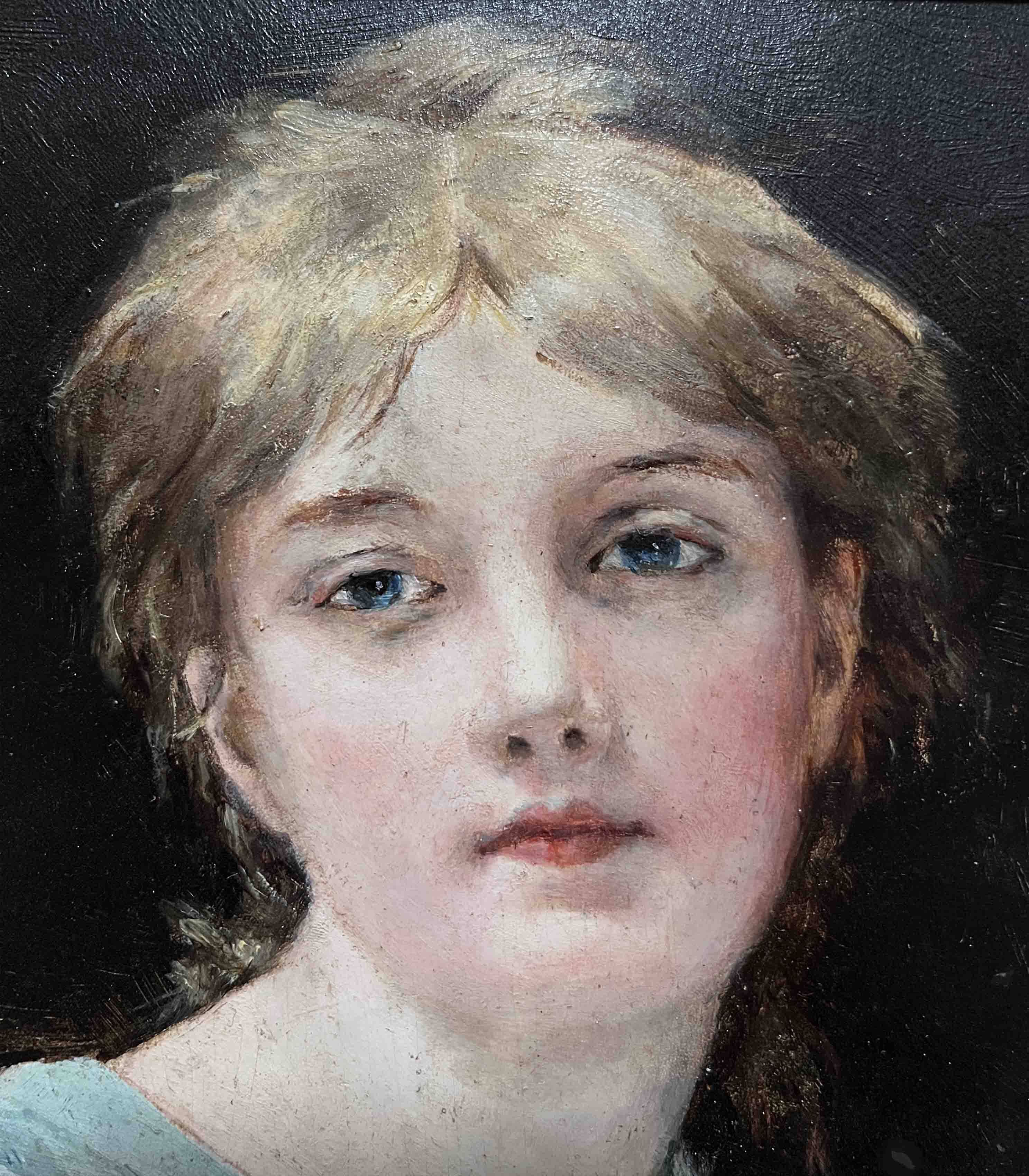 Tableau HSP circa 1900 Portrait Art Nouveau "Woman with the Letter" + frame